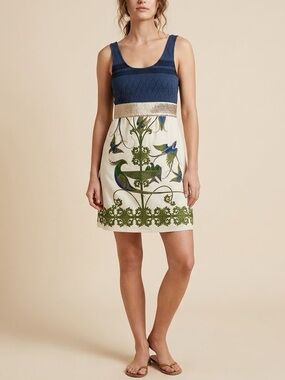 Free People Bird of Paradise Peacock Mini Dress Size 6 Rare